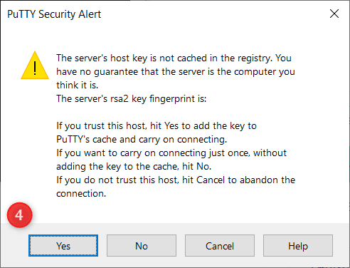 puTTy Security Alert