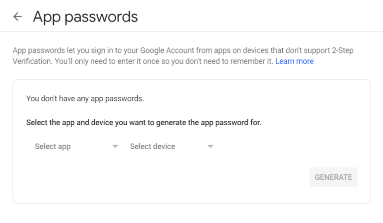 App passwords